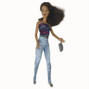 2005 City Style Asian Barbie Doll J0571 Redressed In Chic Top Shiny Pants